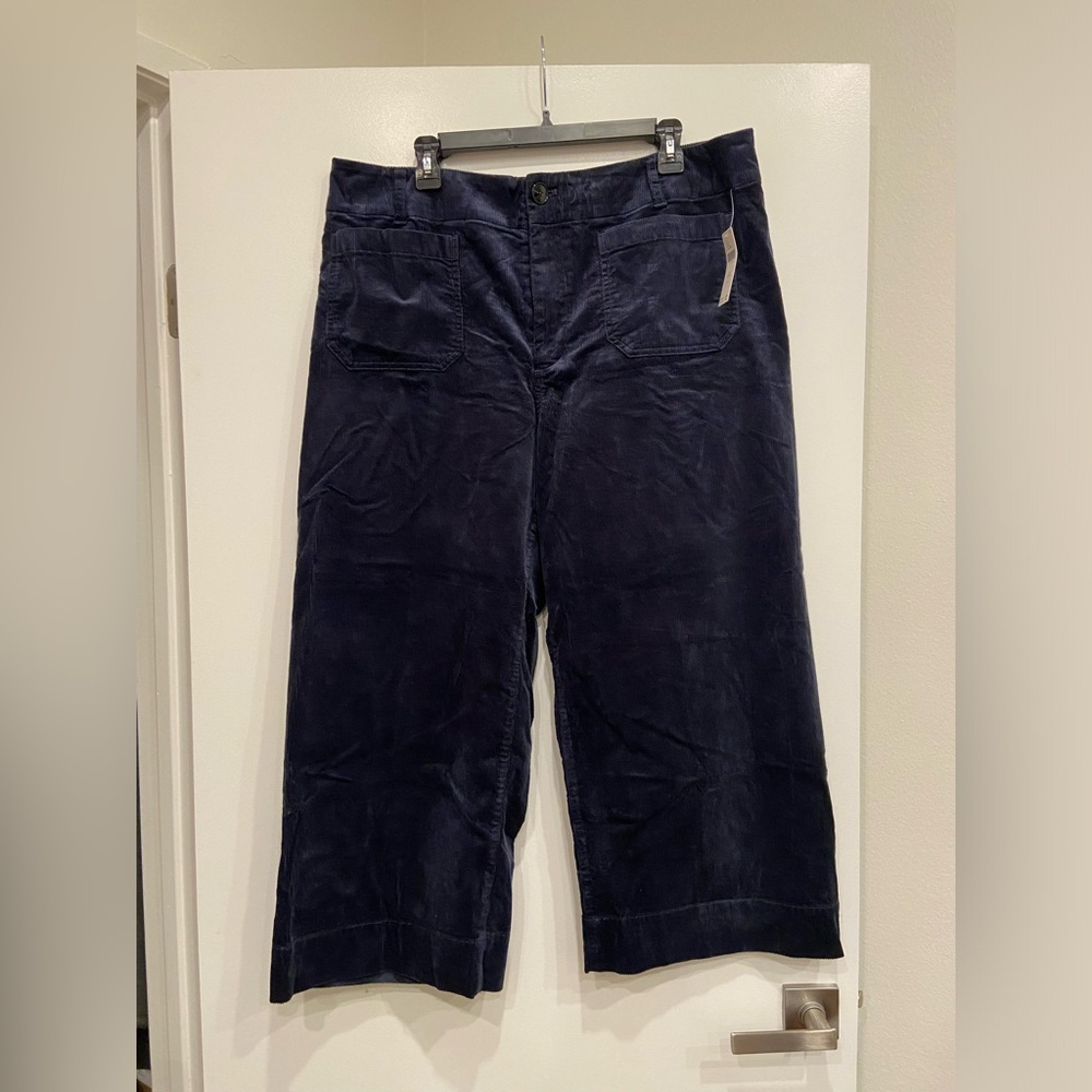 Anthropologie The Colette Cropped Wide-Leg Pants in Navy- 18W - NWT! - Picture 2 of 9
